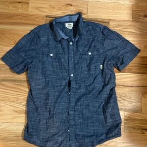 Vans blue and white shirt sleeve button up shirt
